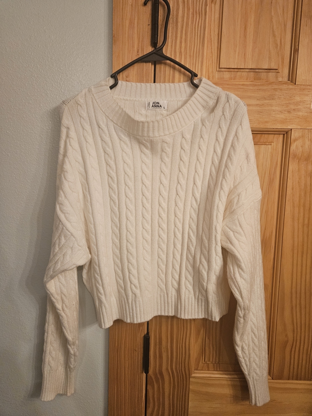 Jon & Anna Off-White Cable Knit Crewneck Sweater
